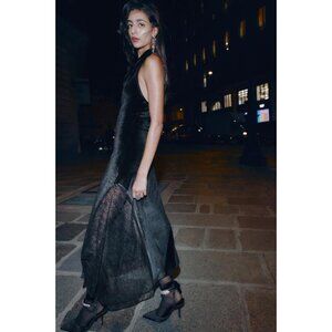 ZARA VELVET LACE MIDI DRESS